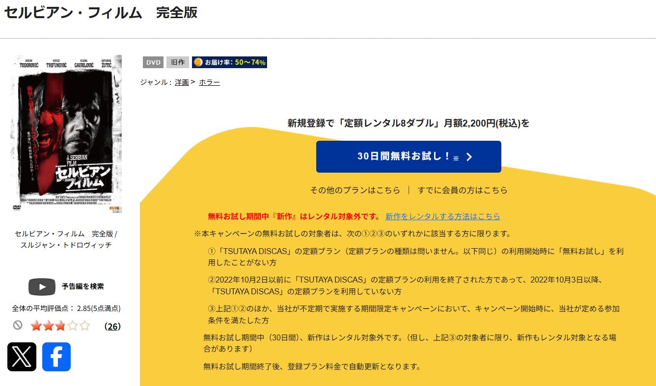 TSUTAYA DISCASのセルビアン・フィルム