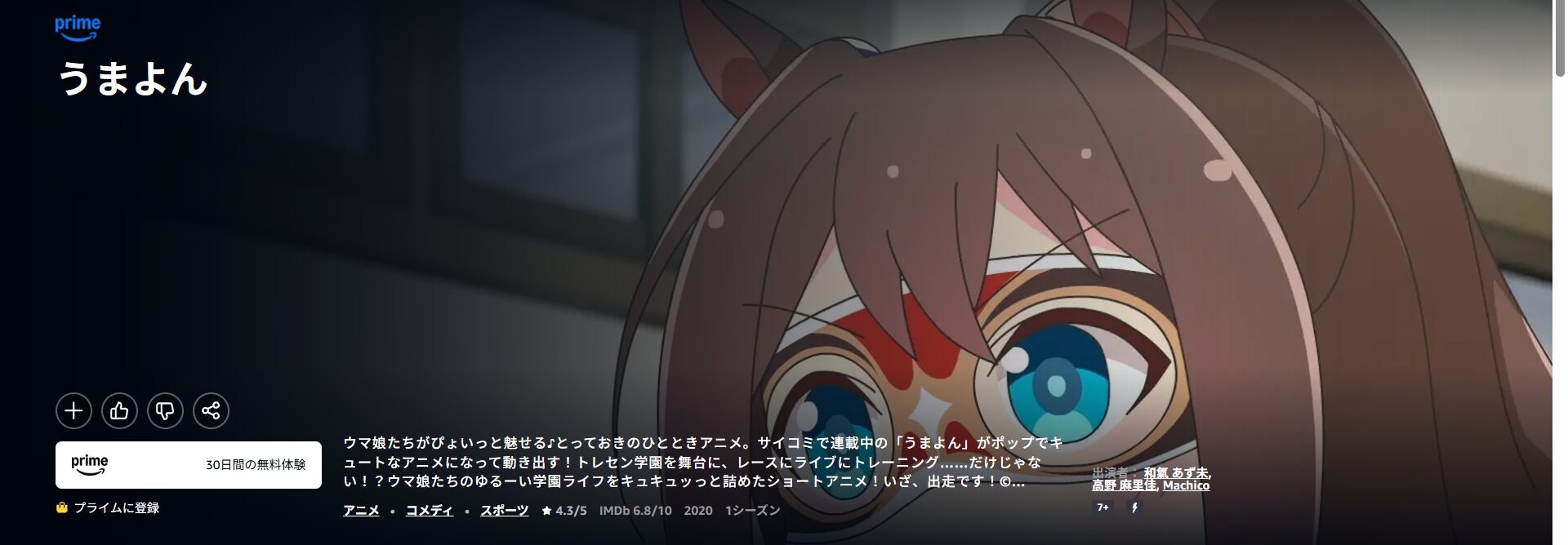 Amazonプライムのうまよん配信画像
