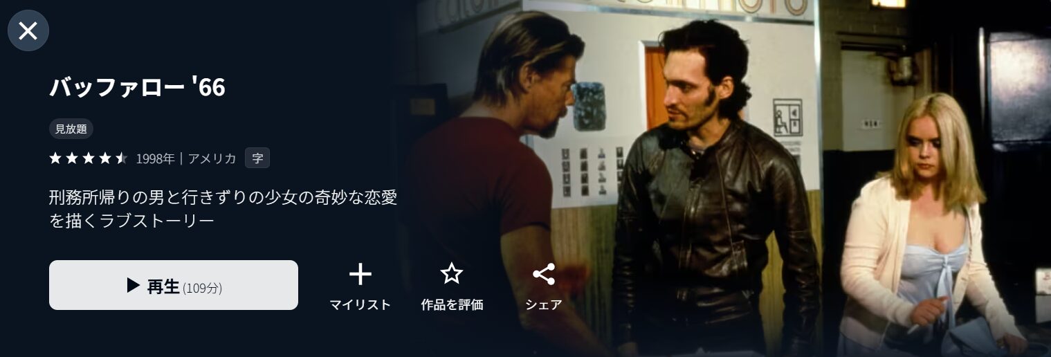U-NEXTのバッファロー'66配信画像