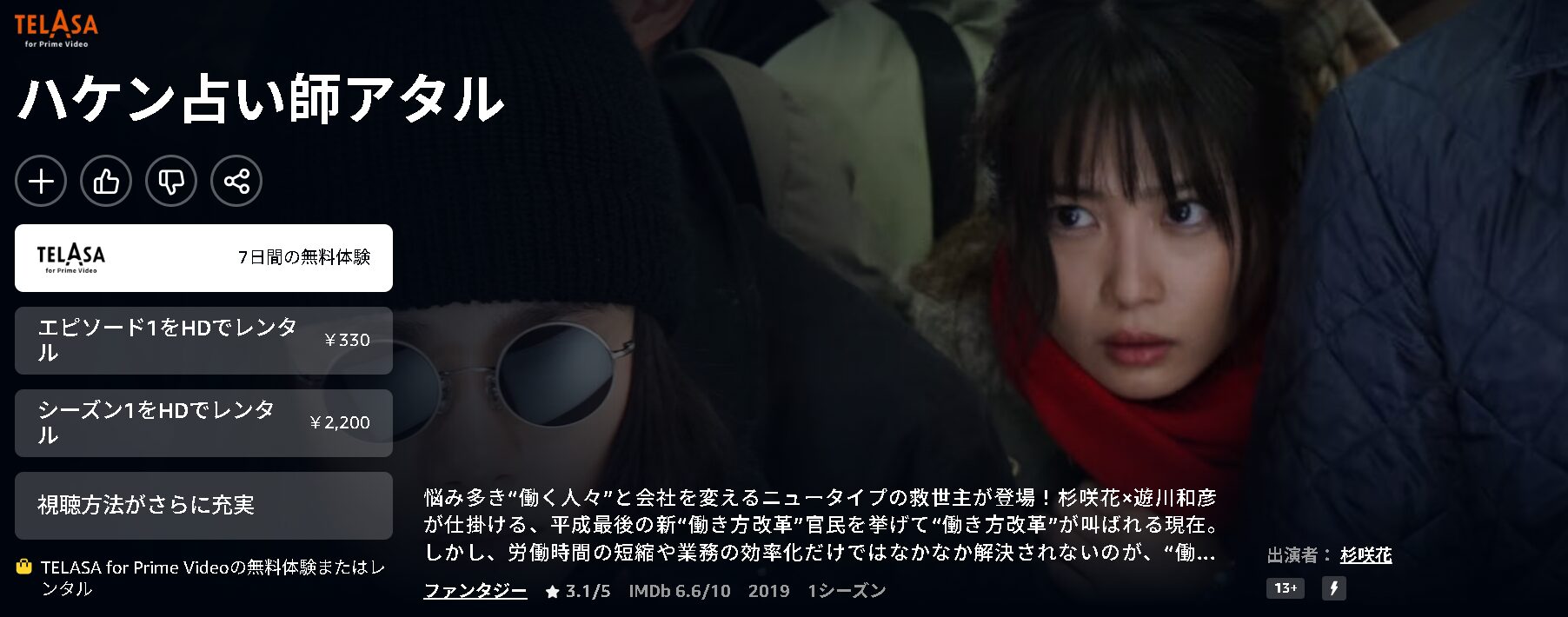 Amazonプライムのハケン占い師アタル配信画像