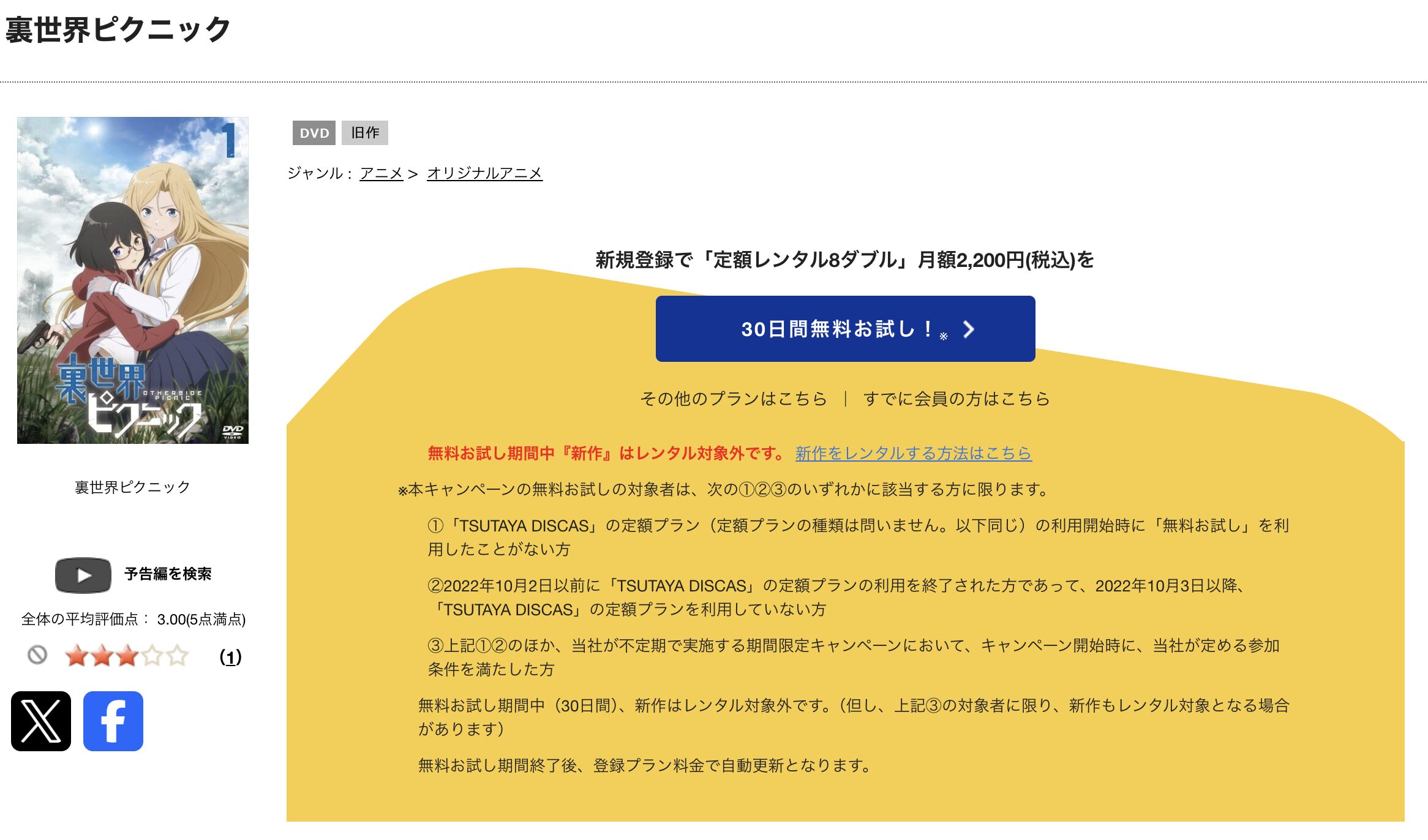 TSUTAYA DISCASの裏世界ピクニック