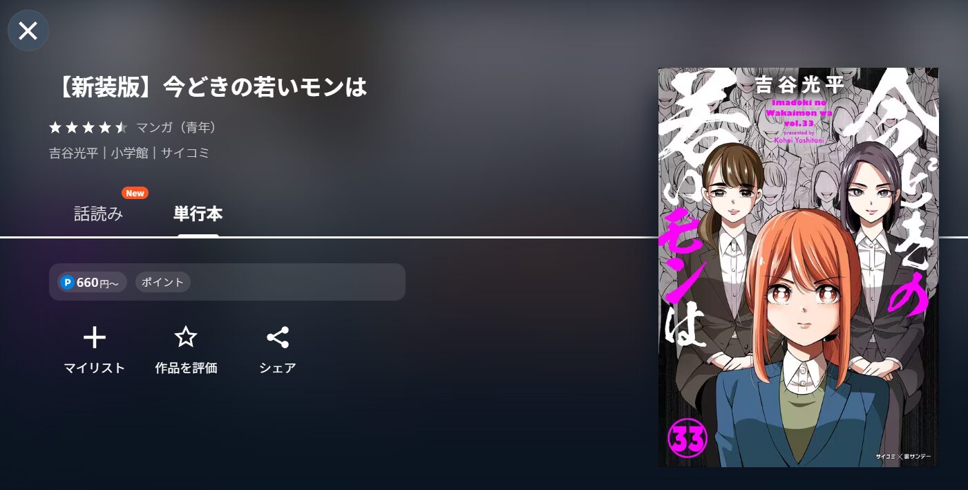 UNEXTの今どきの若いモンは漫画配信画像