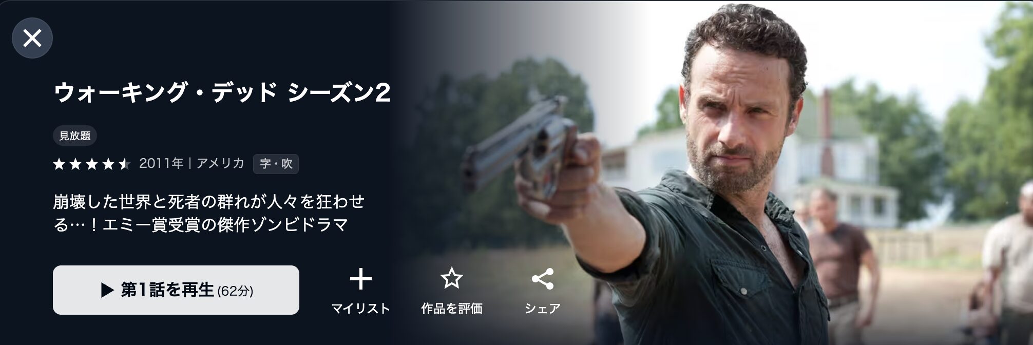U-NEXTのウォーキング・デッド シーズン2配信画像