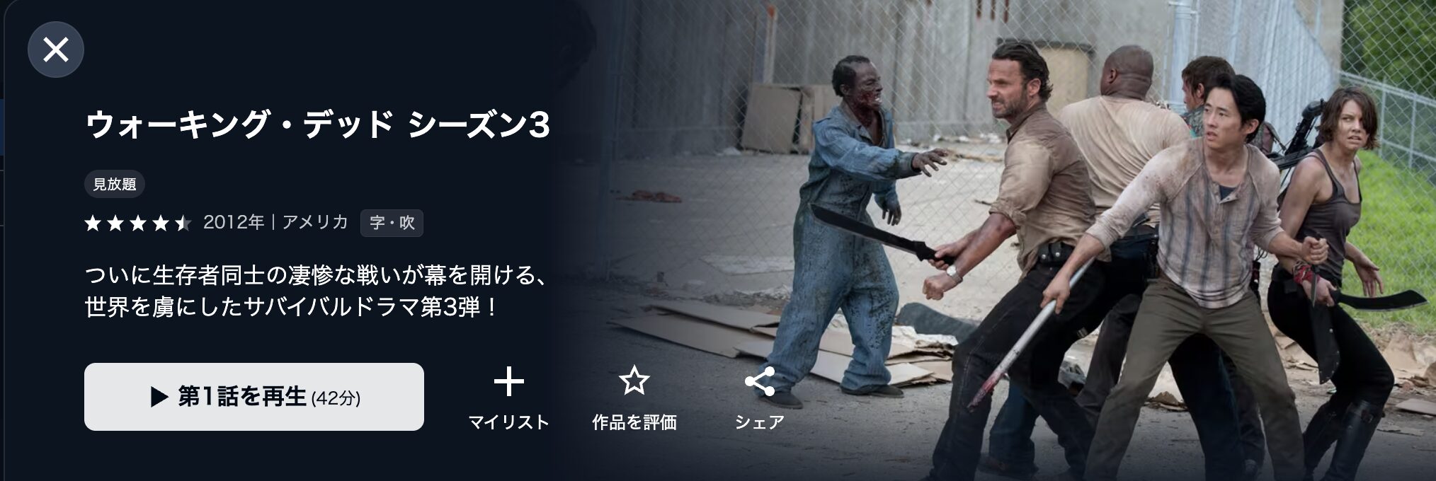 U-NEXTのウォーキング・デッド シーズン3配信画像