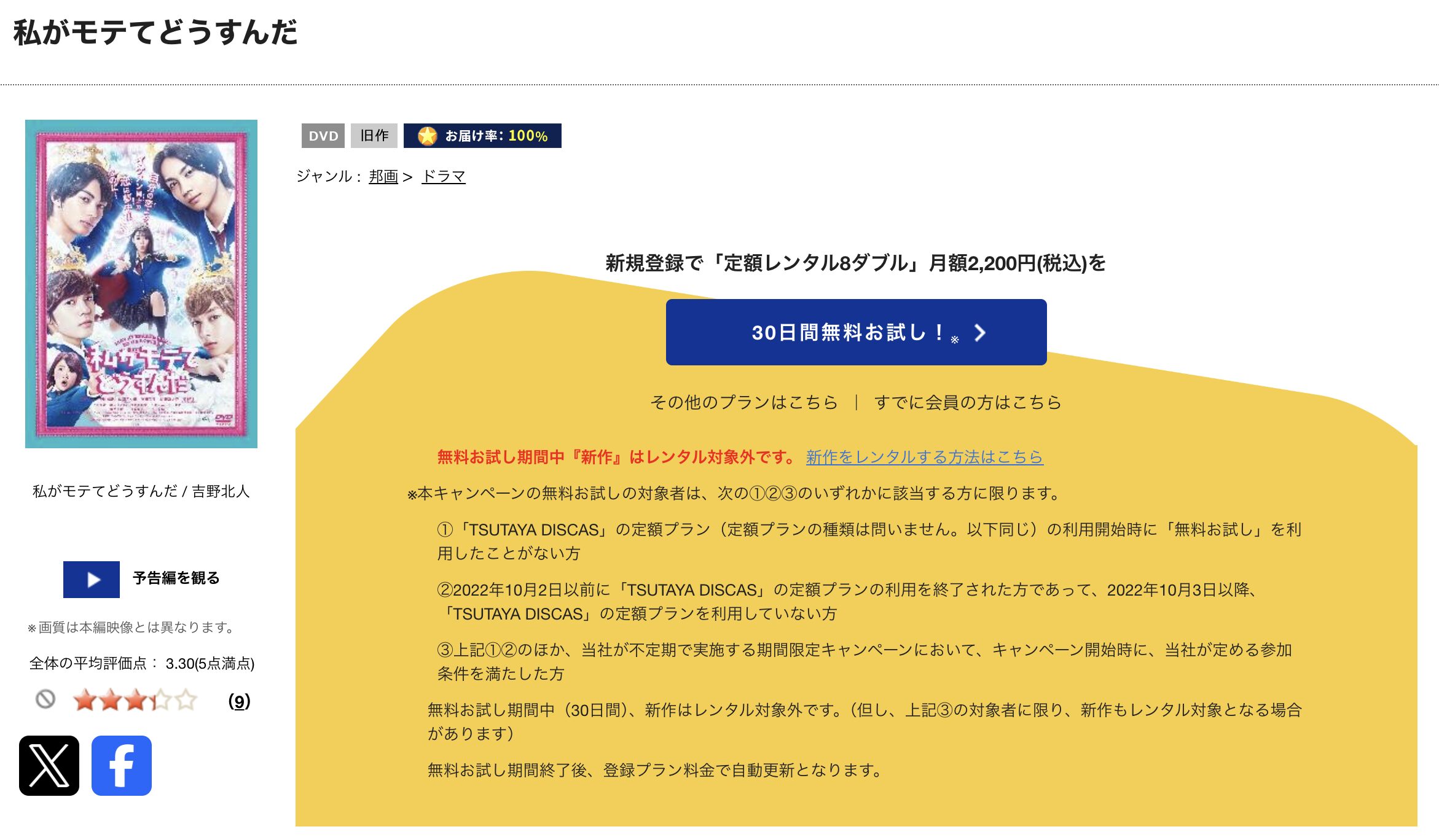 TSUTAYA DISCASの私がモテてどうすんだ（実写）