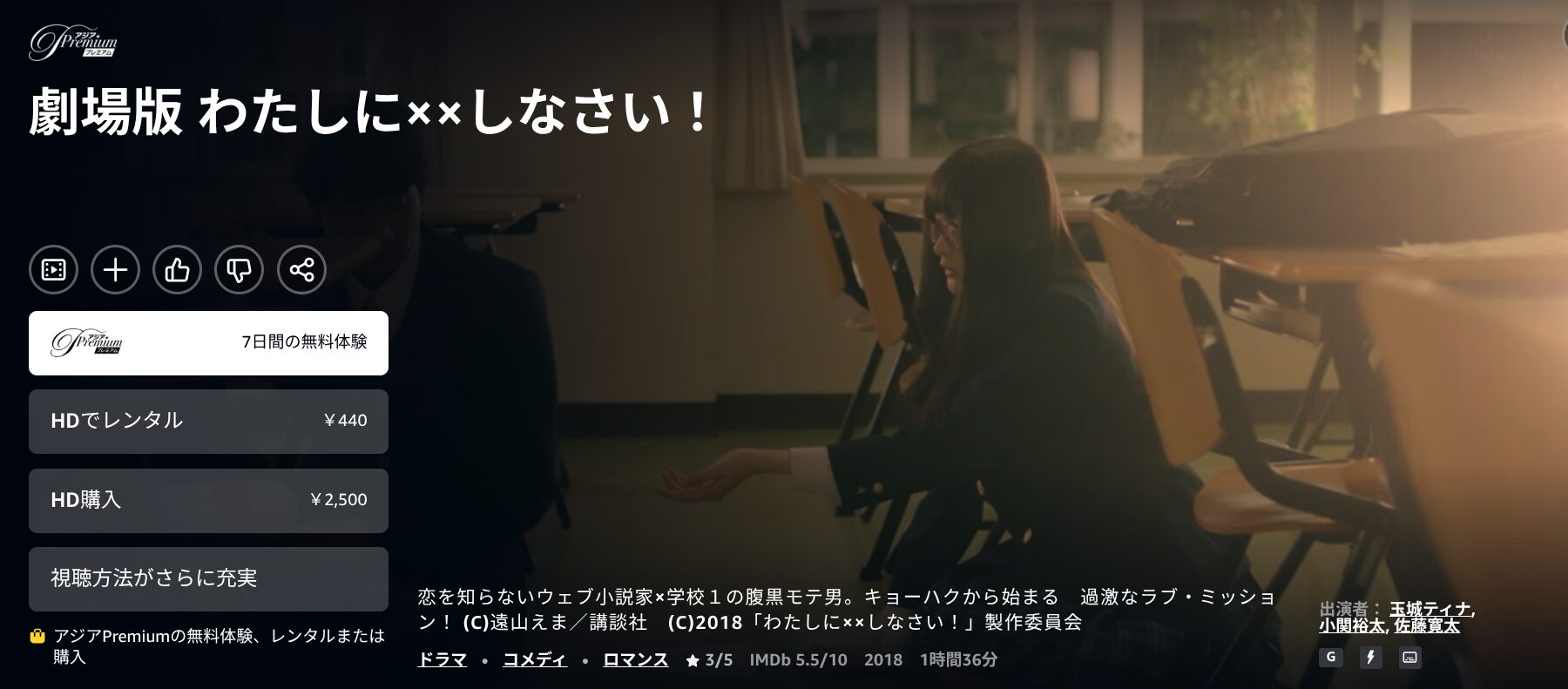 Amazonプライムのわたしに××しなさい！配信画像