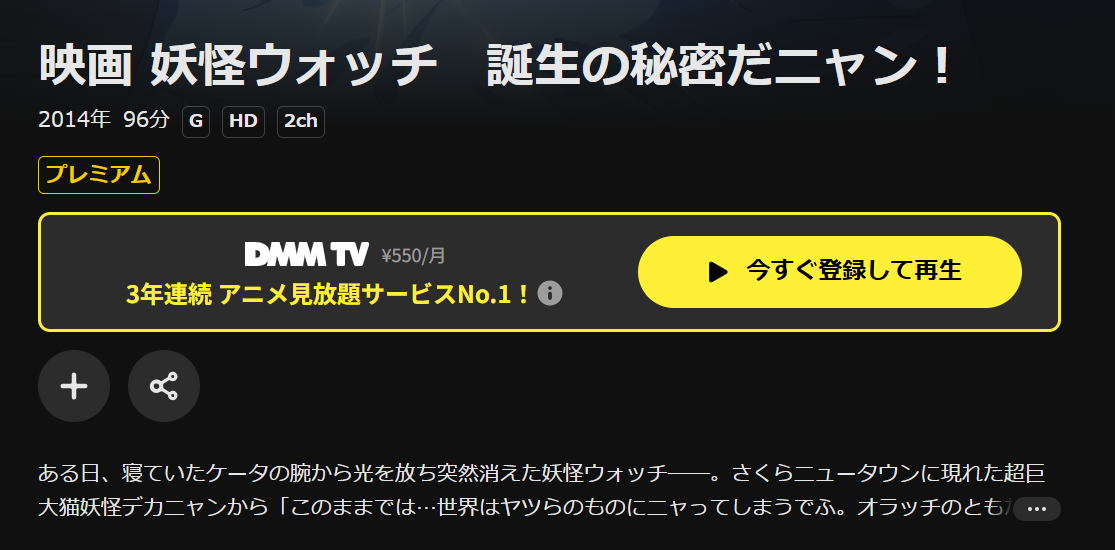 DMM TVの妖怪ウォッチ 誕生の秘密だニャン!配信画像