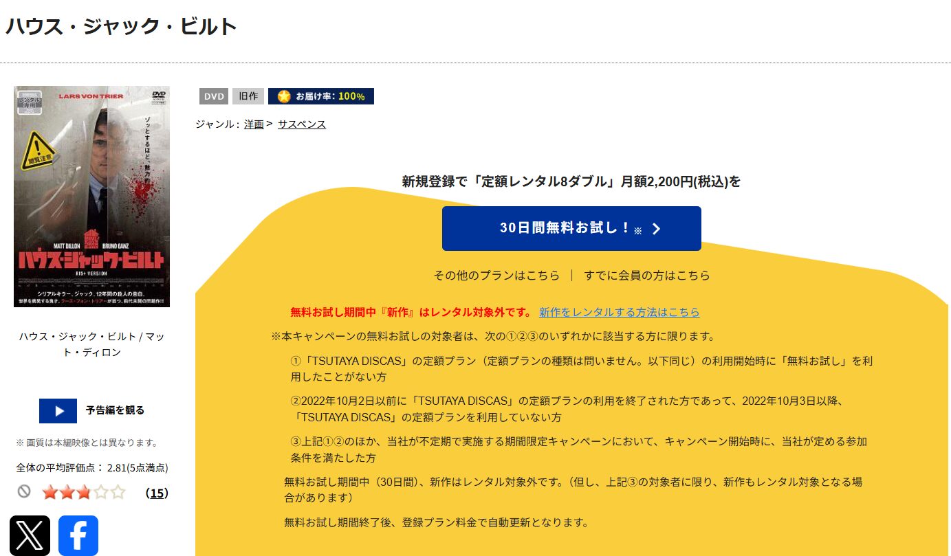 TSUTAYA DISCASのハウス・ジャック・ビルト