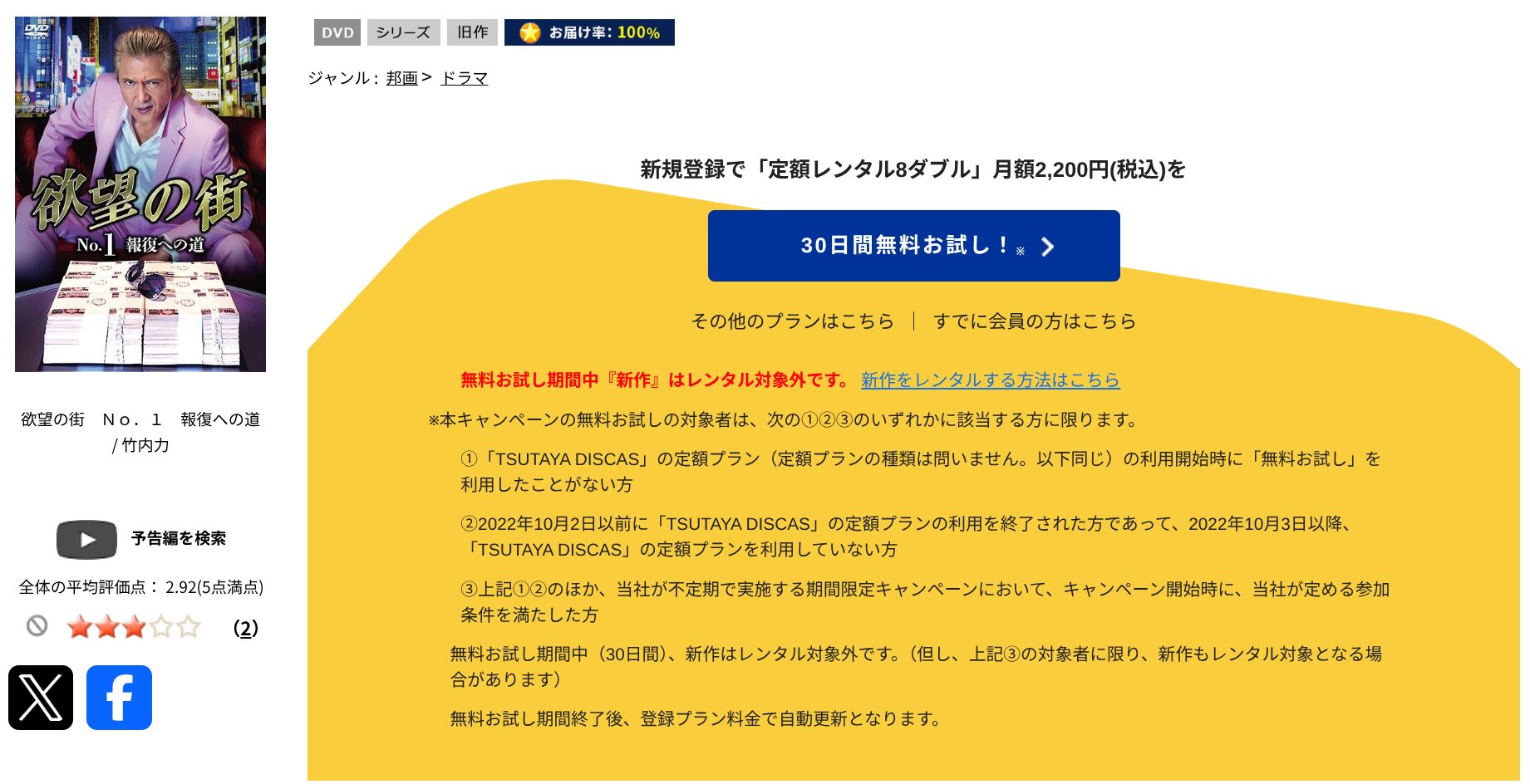 TSUTAYA DISCASの欲望の街 No.1 報復への道