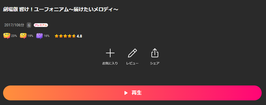 Leminoの劇場版 響け！ユーフォニアム〜届けたいメロディ〜配信画像