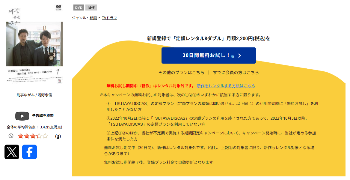 TSUTAYA DISCASの刑事ゆがみ