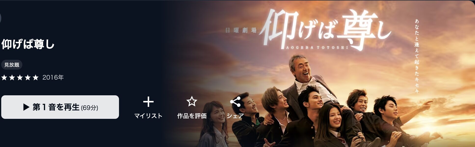 U-NEXTの仰げば尊し配信画像