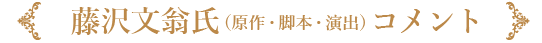 藤沢文翁氏（原作・脚本・演出）コメント