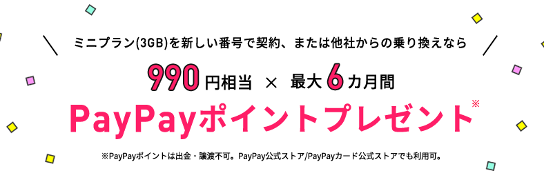 PayPayポイント6か月プレゼント