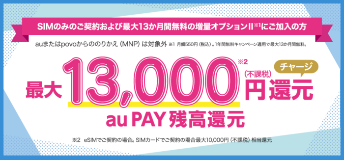 13,000円還元