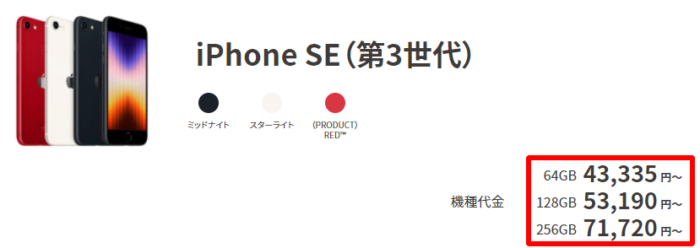 UQモバイルのiPhone SE